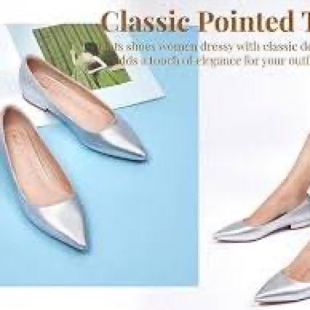 Silver pointed toe silver loafers shoes